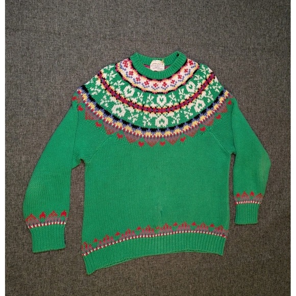 Susan Bristol Sweaters - Vintage Susan Bristol Sweater Medium Green Festive Bohemian Knit Sweatshirt